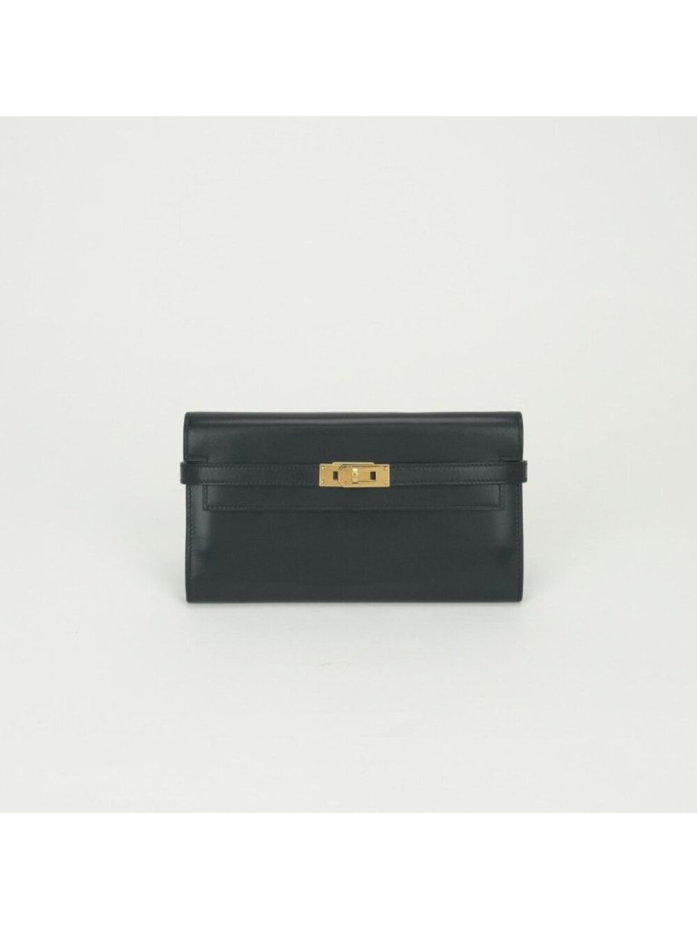 Hermes Kelly Wallet Box Calf Noir Black Gold